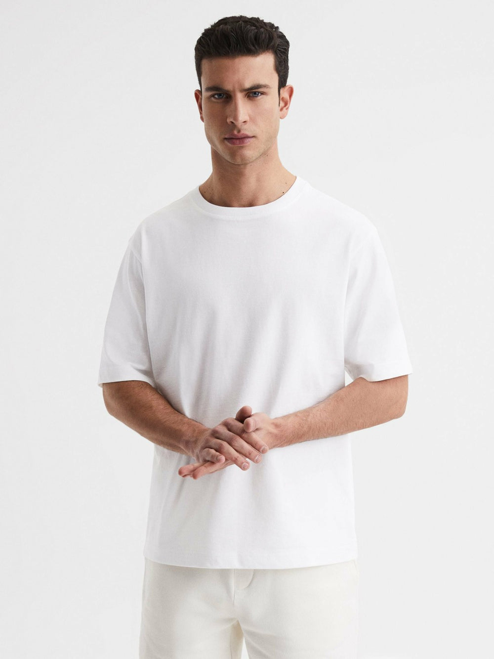 Men Oversized Garment Dye T-Shirt in White