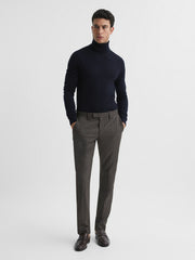 Men Slim Fit Merino Wool Roll Neck Jumper in Navy