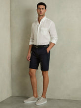 Men Cotton Chino Shorts with Stretch in Navy