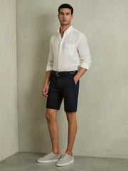 Men Cotton Chino Shorts with Stretch in Navy