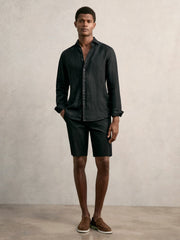 Men Cotton Chino Shorts with Stretch in Black