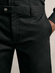 Men Cotton Chino Shorts with Stretch in Black
