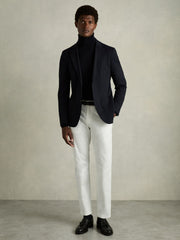 Men Slim Fit Washed Cotton Blend Chinos in White