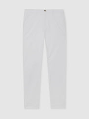 Men Slim Fit Washed Cotton Blend Chinos in White