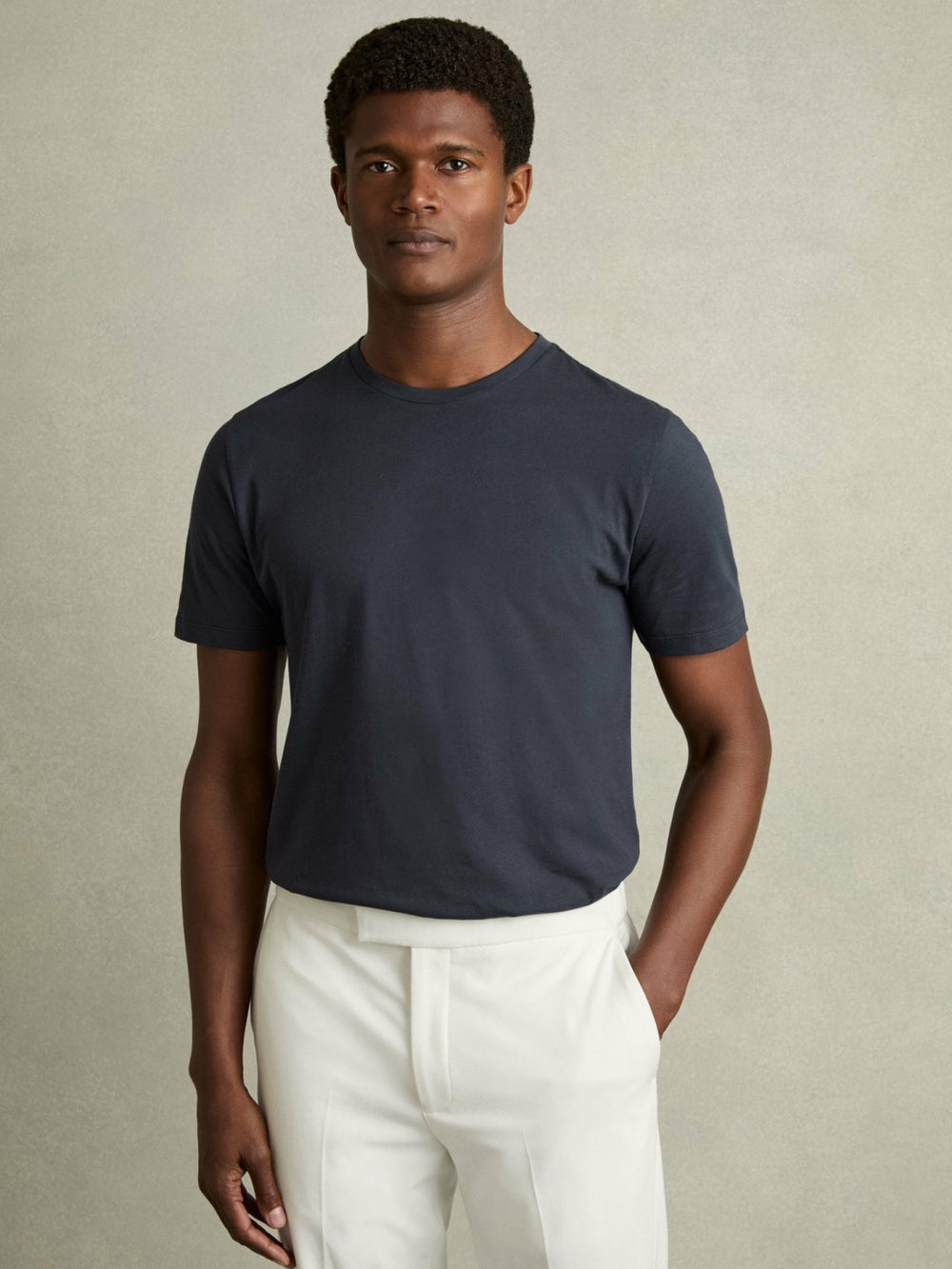 Men Cotton Crew Neck T-Shirt in Airforce Blue