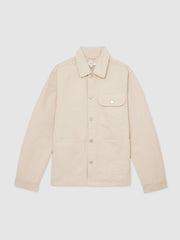 Men Cotton Worker Jacket in Stone