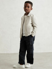 Children & Baby Zip-Through Harrington Jacket in Stone