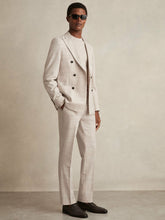 Men Check Regular-Fit Suit Trousers in Stone