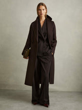 Women Petite Wool Blend Double Breasted Blindseam Coat in Chocolate