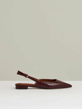 Women Leather Slingback Ballerina Pumps in Oxblood