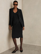 Women Petite Tailored Midi Suit Skirt in Black