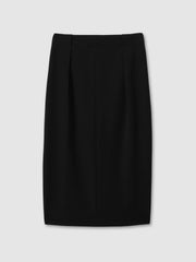 Women Petite Tailored Midi Suit Skirt in Black