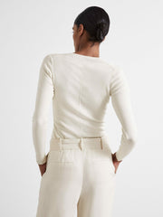 Women Atelier Knitted Silk-Blend Top in Off White