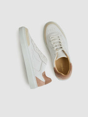 Women Leather Contrast Detail Trainers in White/Nude