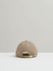 Women Wool Blend Flannel Baseball Cap in Taupe