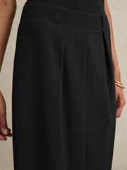 Women Tailored Midi Suit Skirt in Black