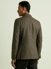 Men Monogram-Jacquard Twill Blazer in Chocolate Brown