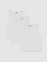 Children & Baby 9-13 yrs Cotton Stretch Ribbed Vest 3 Pack in White