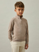 Children & Baby 3-9 yrs Merino Wool Half-Zip Funnel Neck Jumper in Wheat Melange