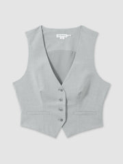 Women Good American Sharkskin Suit Waistcoat in Heather Grey