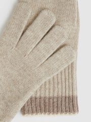 Women Wool Blend Tipped Gloves in Taupe