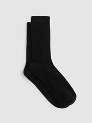 Women Cotton Blend Ribbed Loafer Socks in Black