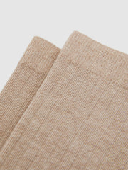 Women Cotton Blend Ribbed Loafer Socks in Oatmeal