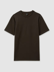 Men Interlock Jersey Crew Neck T-Shirt in Chocolate Brown