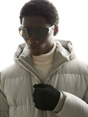 Men Ribbed-Merino Touchscreen Gloves in Black