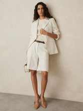 Women Petite Linen-Blend Bermuda Shorts in White