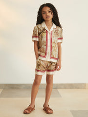Children & Baby 13-14 yrs | NYBG Satin Floral-Print Shirt in Khaki