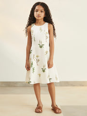 Children & Baby 4-9 yrs | NYBG Linen Floral Flared Dress in Ivory