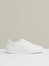 Men Leather Elasticated-Lace Trainers in White