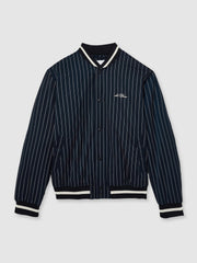 Men Les Deux Technical Varsity Jacket in Navy Stripe