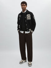 Men Les Deux Wool-Blend Varsity Jacket in Black