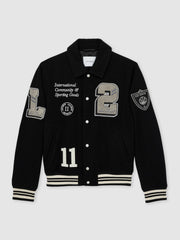 Men Les Deux Wool-Blend Varsity Jacket in Black