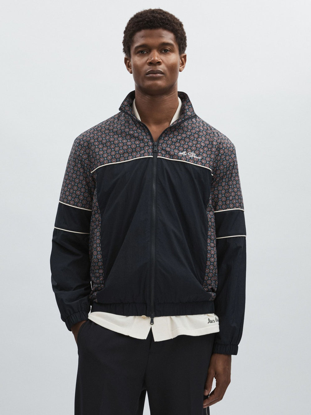 Men Les Deux Printed Track Jacket in Dark Navy