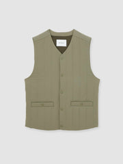 Men Les Deux Quilted Technical Gilet in Green