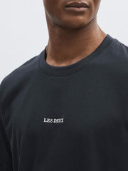 Men Les Deux Cotton Logo T-Shirt in Navy Blue