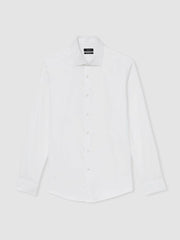 Men Slim Fit Slim-Fit Cotton-Sateen Shirt in White