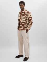 Men Les Deux Woven Ruins Overshirt in Red/Cream