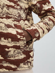 Men Les Deux Woven Ruins Overshirt in Red/Cream