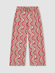 Children & Baby Cotton Linen Printed Trousers in Red