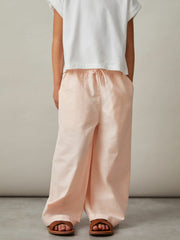 Children & Baby Cotton-Linen Drawstring Trousers in Pink
