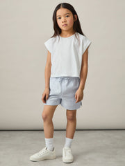 Children & Baby 4-9 yrs Cotton-Linen Drawstring Shorts in Soft Blue