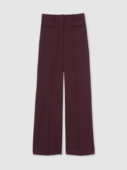 Women High Rise Flared Trousers in Burgundy