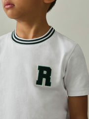 Children & Baby 13-14 yrs Cotton Letter Patch T-Shirt in White