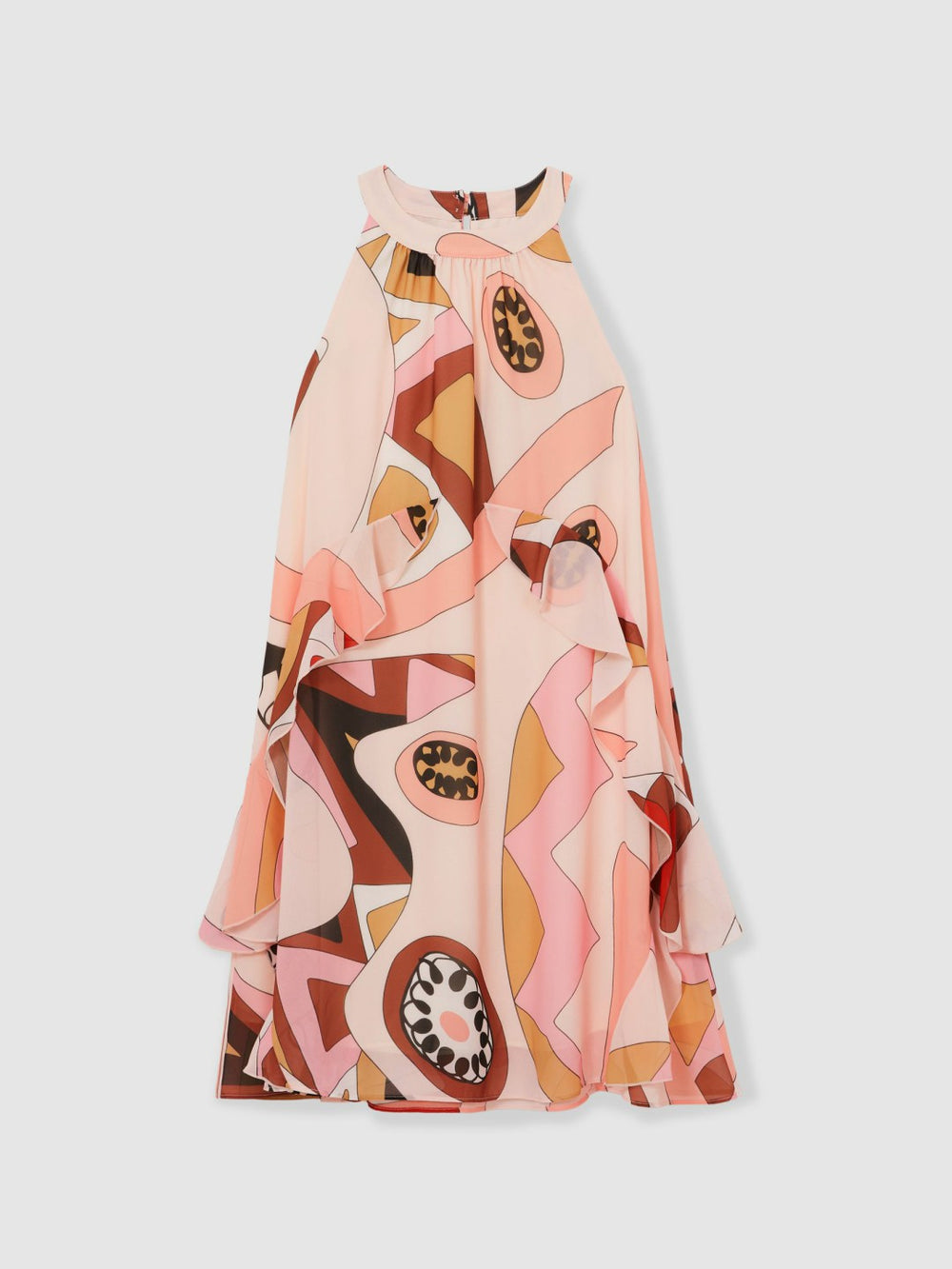 Children & Baby 13-14 yrs Printed Ruffle-Trim Dress in Pink