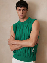 Men Ché Pointelle Crew-Neck Vest in Bright Green