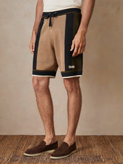 Men | Ché Crochet Colour-Block Shorts in Camel/Green